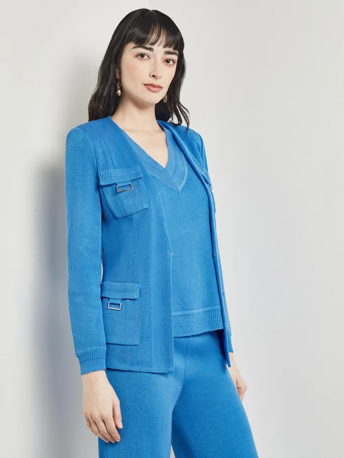 Misook Tailored Fit Jacket 8211 Ribbed Detail Flat Knit Women Jackets and Coats Misook Tailored Fit Jacket 8211 Ribbed Detail Flat Knit Women Jackets and Coats