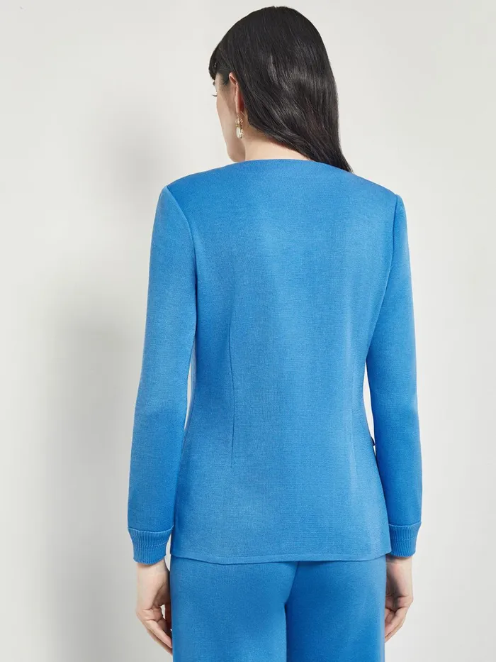 Misook Tailored Fit Jacket 8211 Ribbed Detail Flat Knit Women Jackets and Coats Misook Tailored Fit Jacket 8211 Ribbed Detail Flat Knit Women Jackets and Coats