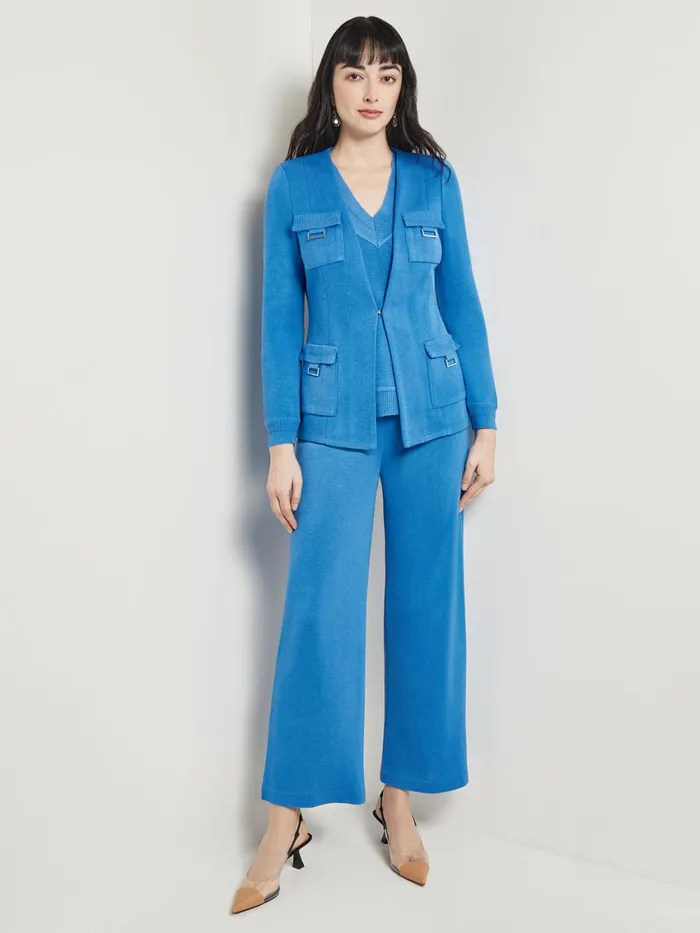 Misook Tailored Fit Jacket 8211 Ribbed Detail Flat Knit Women Jackets and Coats Misook Tailored Fit Jacket 8211 Ribbed Detail Flat Knit Women Jackets and Coats