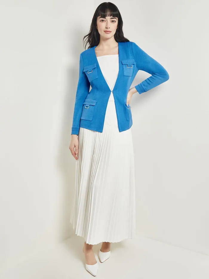 Misook Tailored Fit Jacket 8211 Ribbed Detail Flat Knit Women Jackets and Coats Misook Tailored Fit Jacket 8211 Ribbed Detail Flat Knit Women Jackets and Coats