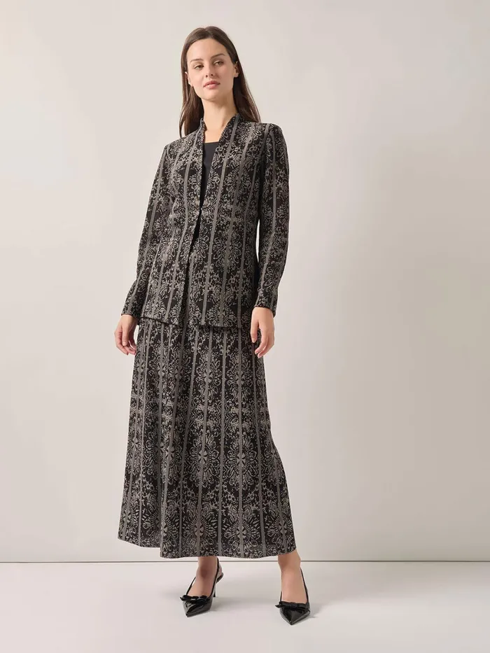 Misook Tailored Fit TwoTone Jacquard Knit Jacket Women Jackets and Coats Misook Tailored Fit TwoTone Jacquard Knit Jacket Women Jackets and Coats