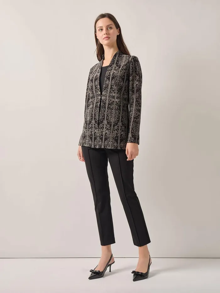 Misook Tailored Fit TwoTone Jacquard Knit Jacket Women Jackets and Coats Misook Tailored Fit TwoTone Jacquard Knit Jacket Women Jackets and Coats