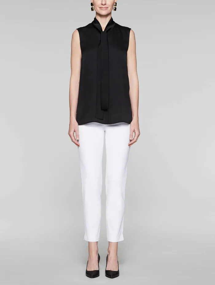 Misook TieNeck Crepe De Chine Blouse Women Tops and Tees