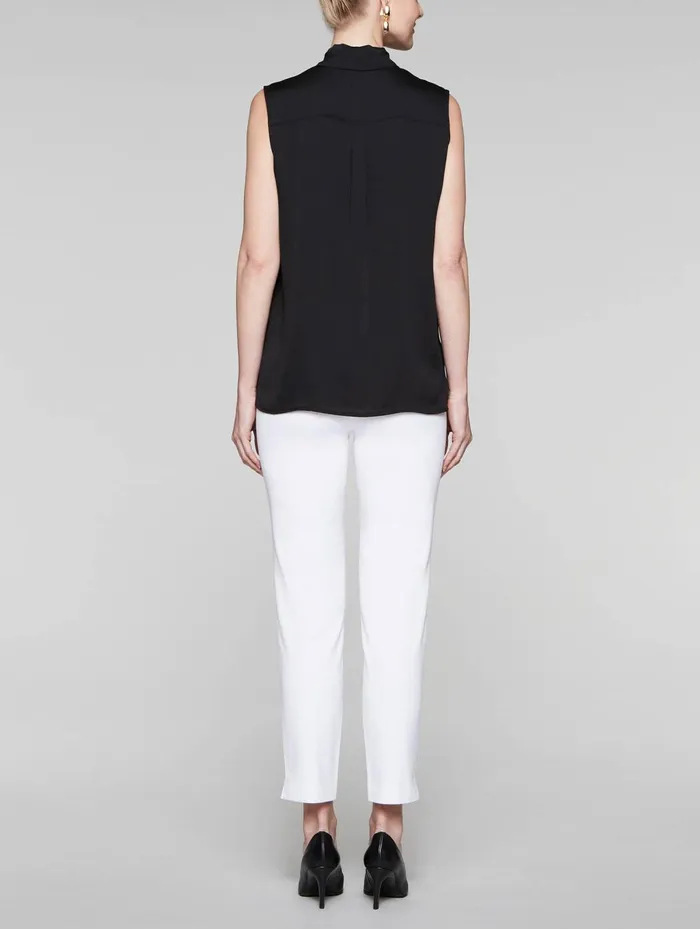 Misook TieNeck Crepe De Chine Blouse Women Tops and Tees