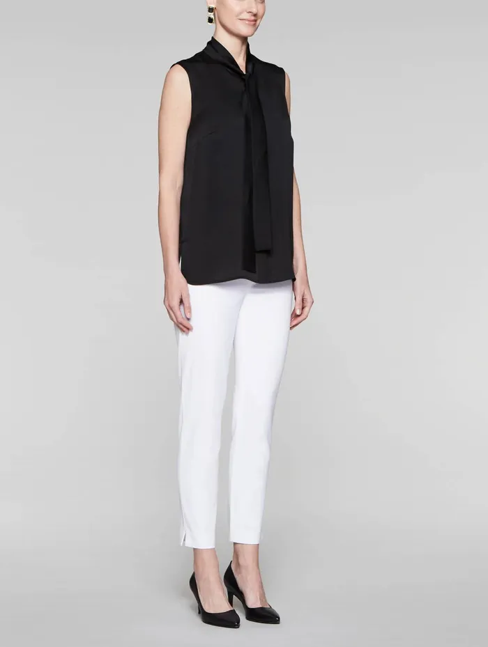 Misook TieNeck Crepe De Chine Blouse Women Tops and Tees