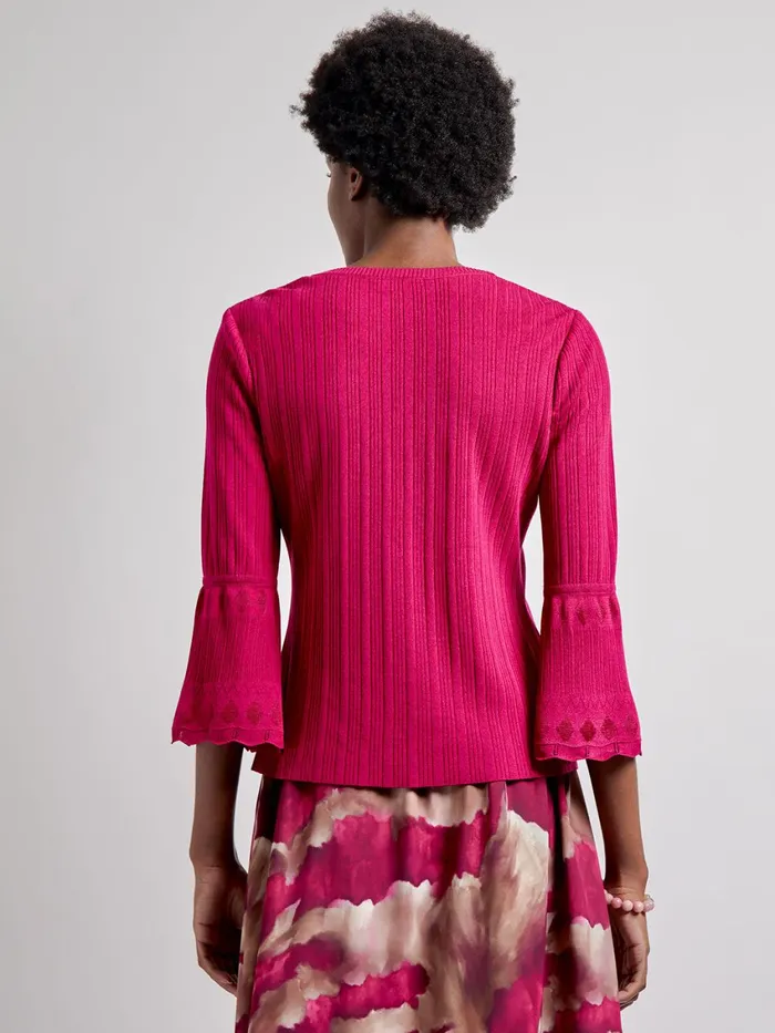 Misook Tonal Ribbed Knit Bell Sleeve Top Women Tops and Tees Misook Tonal Ribbed Knit Bell Sleeve Top Women Tops and Tees