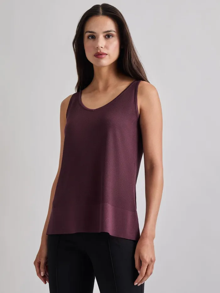 Misook VNeck Soft Knit Tank Top Mahogany Women Tops and Tees