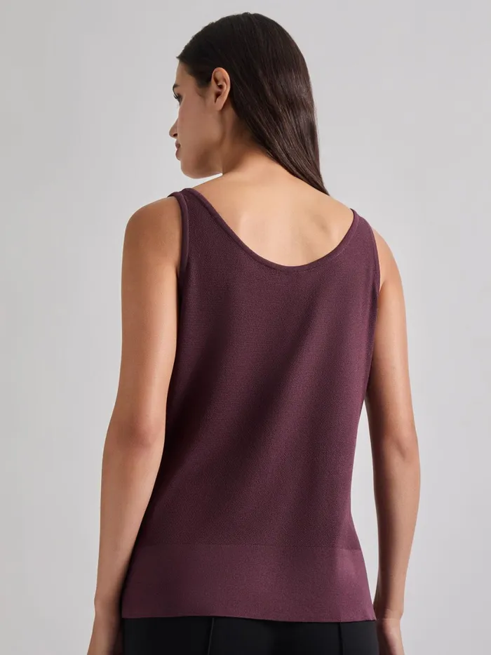Misook VNeck Soft Knit Tank Top Mahogany Women Tops and Tees