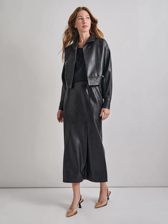 Misook Vegan Leather Cropped Moto Jacket Women Jackets and Coats Misook Vegan Leather Cropped Moto Jacket Women Jackets and Coats