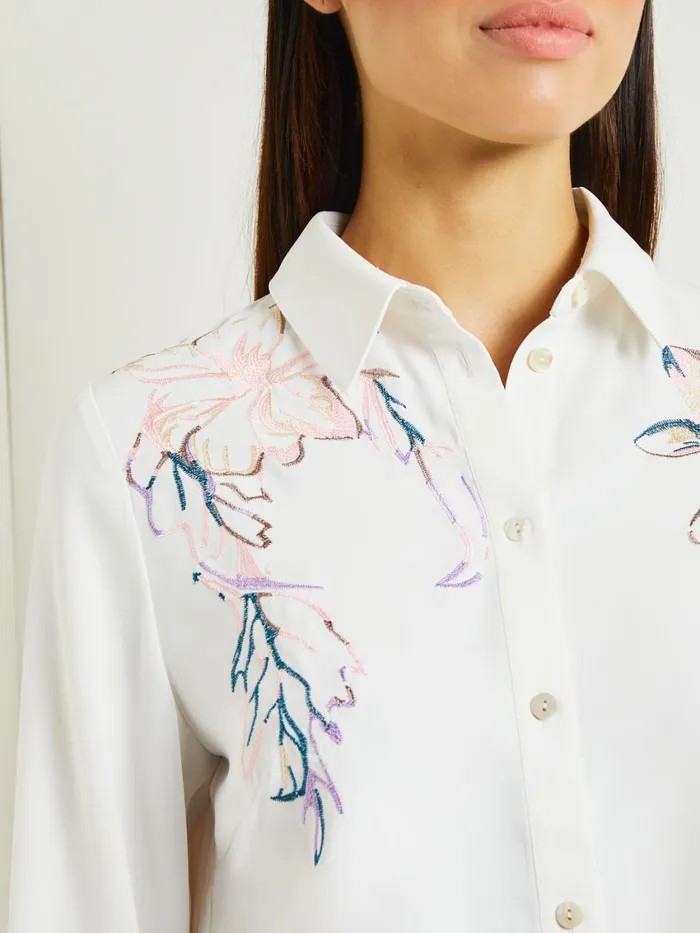 Misook White Floral Top 8211 Crepe De Chine Blouse Misook Women Tops and Tees