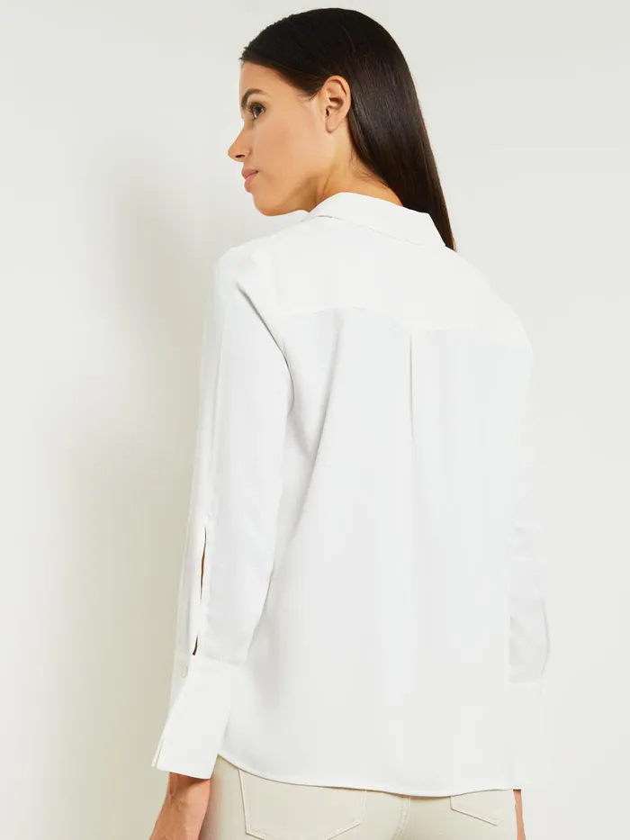 Misook White Floral Top 8211 Crepe De Chine Blouse Misook Women Tops and Tees