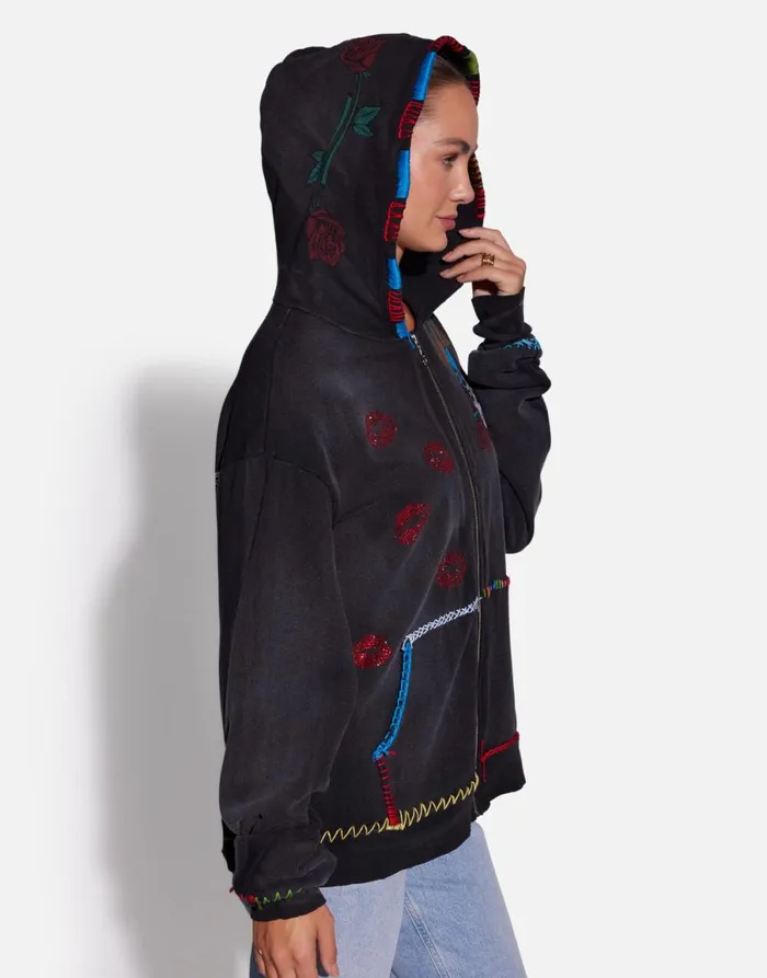 Moira X Guns N039 Roses Skull Black Haze Women039s Lauren Moshi Hoodies
