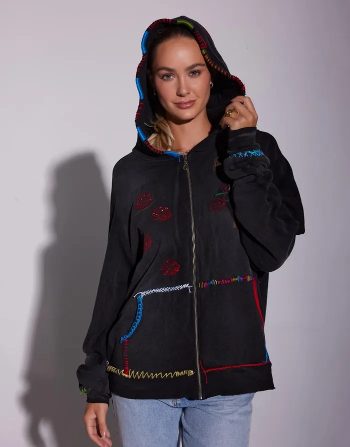 Moira X Guns N039 Roses Skull Black Haze Women039s Lauren Moshi Hoodies