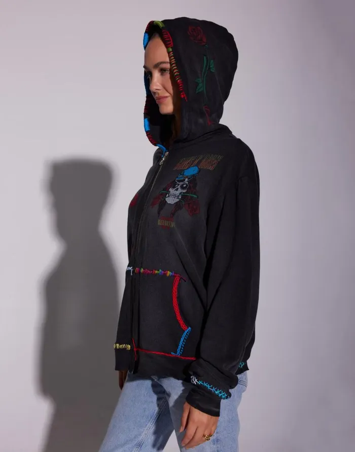 Moira X Guns N039 Roses Skull Black Haze Women039s Lauren Moshi Hoodies