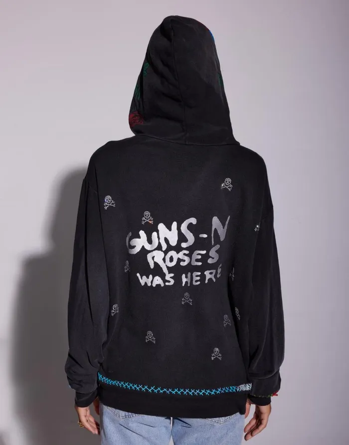 Moira X Guns N039 Roses Skull Black Haze Women039s Lauren Moshi Hoodies