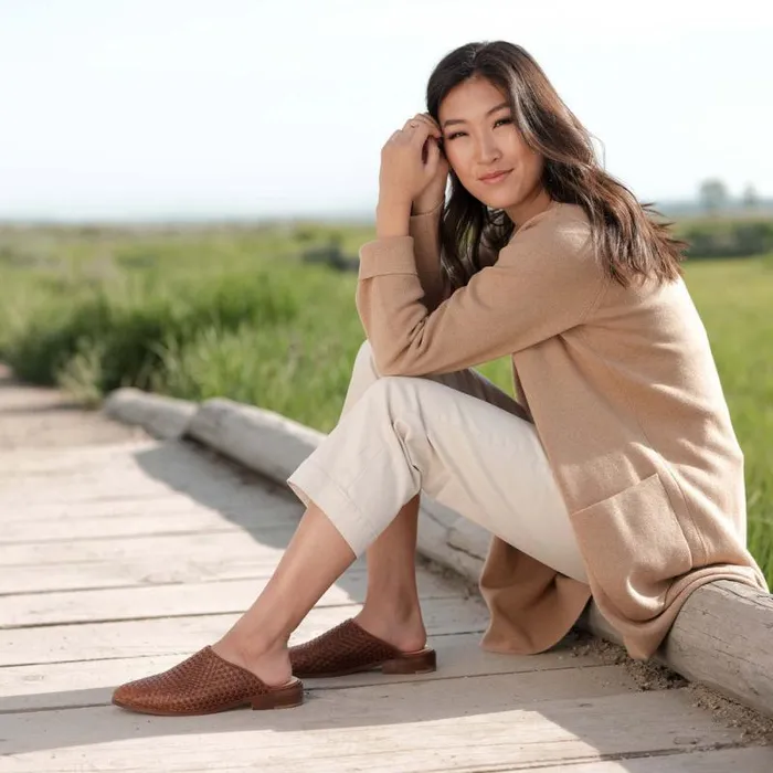 Nisolo Flats and Slip Ons Women Ama Woven Mule Woven Brandy
