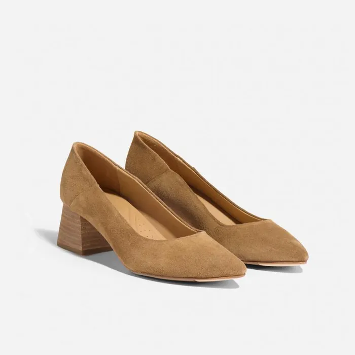 Nisolo Heels Women Fiorela GoTo Mid Heel Taupe Suede