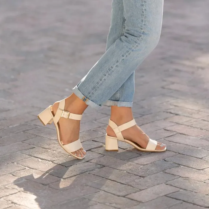 Nisolo Heels Women Stella GoTo Block Heel Sandal Bone Nisolo Heels Women Stella GoTo Block Heel Sandal Bone
