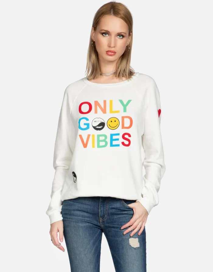 Noleta Only Good Vibes Milk Women039s Lauren Moshi Long Sleeve