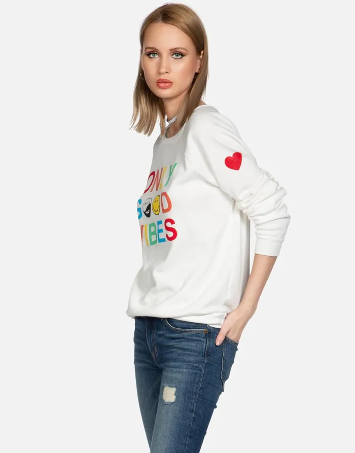 Noleta Only Good Vibes Milk Women039s Lauren Moshi Long Sleeve
