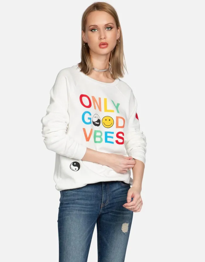Noleta Only Good Vibes Milk Women039s Lauren Moshi Long Sleeve