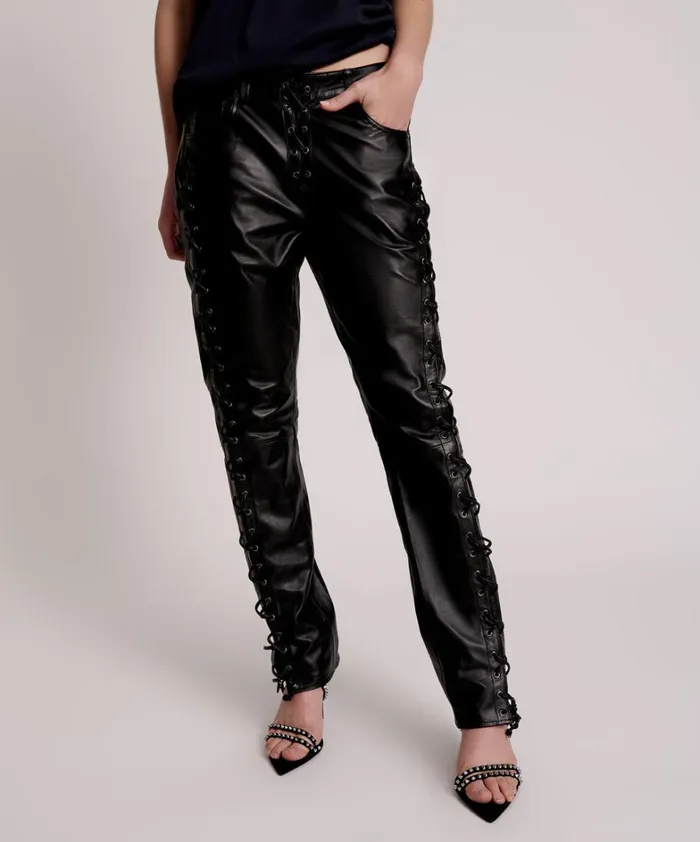 One Teaspoon Bottoms BLACKLIGHT LEATHER LACE UP PANTS 8211 Women One Teaspoon Bottoms BLACKLIGHT LEATHER LACE UP PANTS 8211 Women