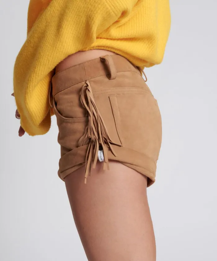 One Teaspoon Bottoms FRINGED BANDITS LOW WAIST SUEDE SHORT 8211 Women