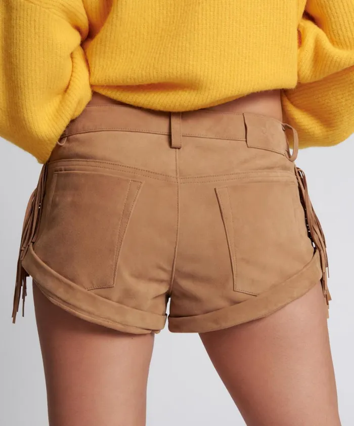 One Teaspoon Bottoms FRINGED BANDITS LOW WAIST SUEDE SHORT 8211 Women