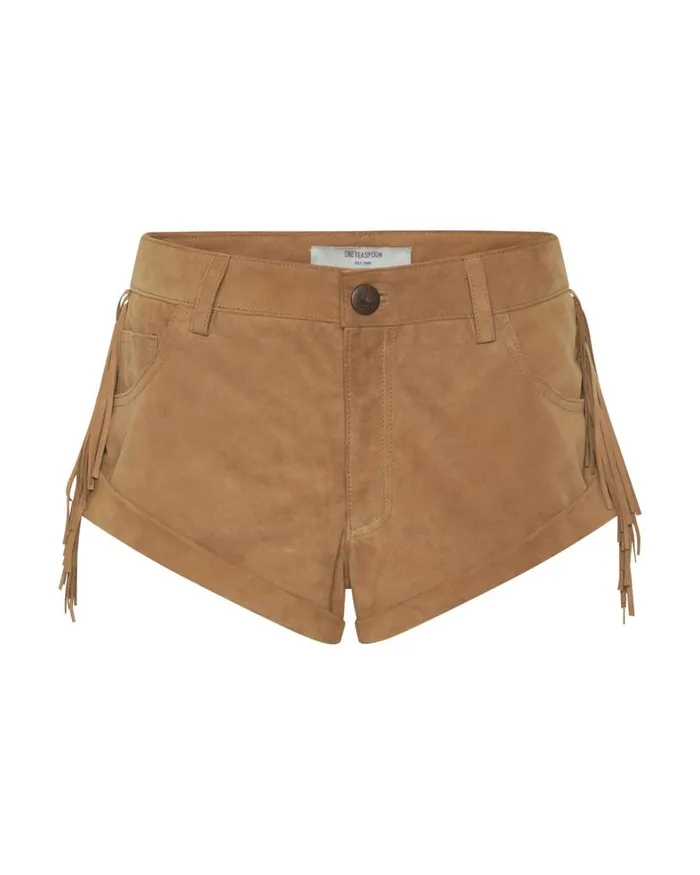 One Teaspoon Bottoms FRINGED BANDITS LOW WAIST SUEDE SHORT 8211 Women