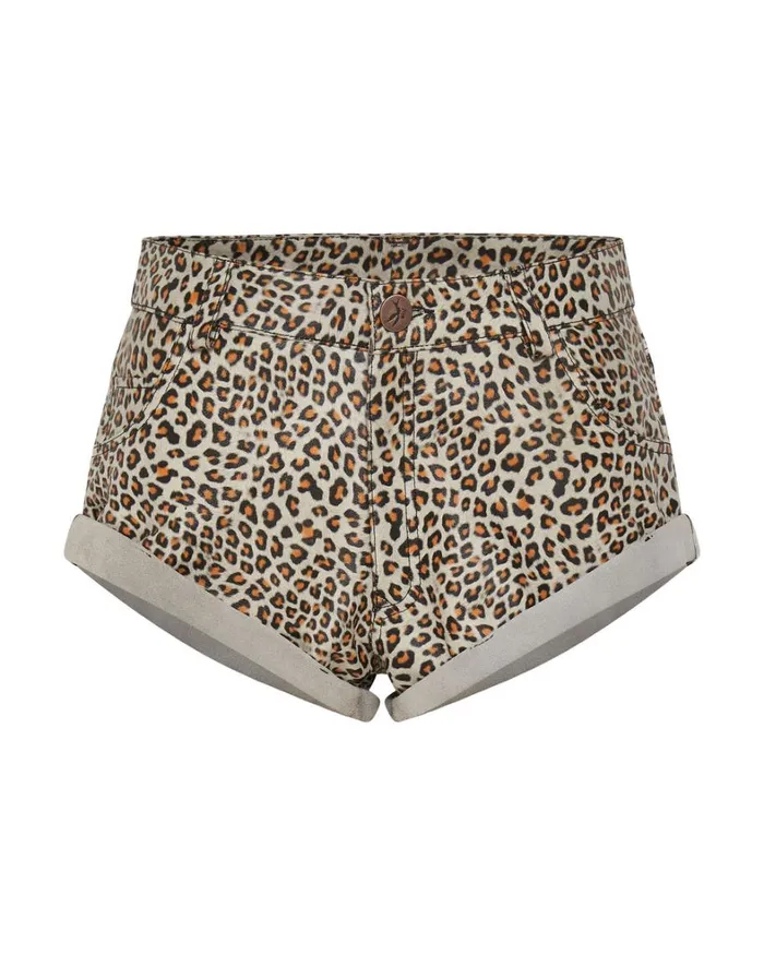 One Teaspoon Bottoms LEOPARD PRINT LEATHER LOW WAIST BANDITS 8211 Women
