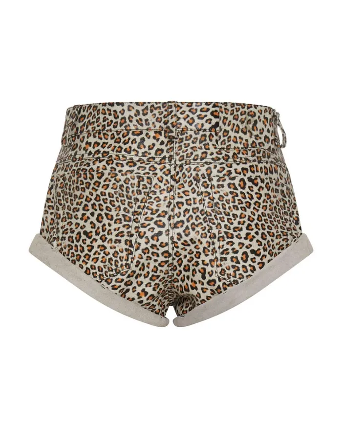 One Teaspoon Bottoms LEOPARD PRINT LEATHER LOW WAIST BANDITS 8211 Women