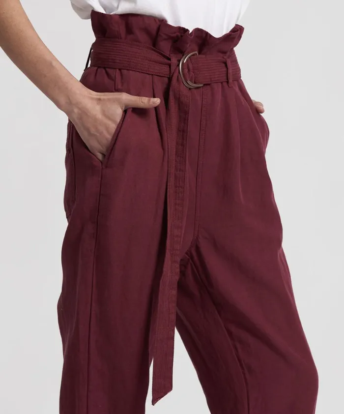One Teaspoon Bottoms OXBLOOD LINEN HIGH WAIST SOHO PANTS 8211 Women