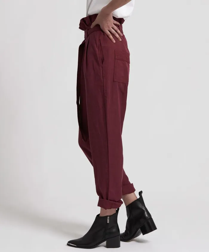 One Teaspoon Bottoms OXBLOOD LINEN HIGH WAIST SOHO PANTS 8211 Women
