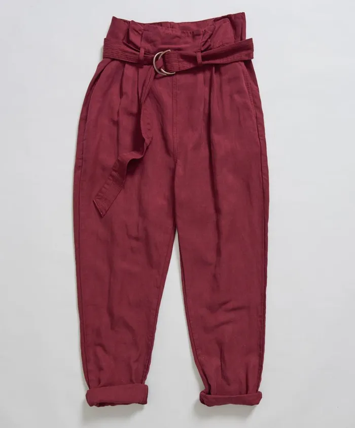 One Teaspoon Bottoms OXBLOOD LINEN HIGH WAIST SOHO PANTS 8211 Women