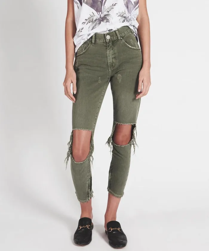 One Teaspoon Bottoms SUPER KHAKI HIGH WAIST FREEBIRDS SKINNY PANT 8211 Women