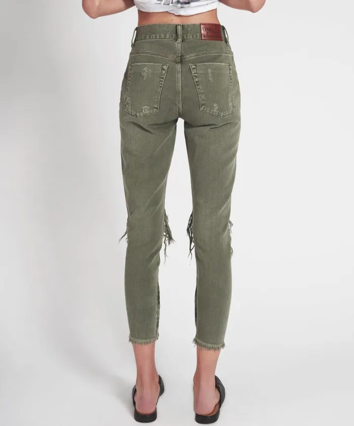 One Teaspoon Bottoms SUPER KHAKI HIGH WAIST FREEBIRDS SKINNY PANT 8211 Women