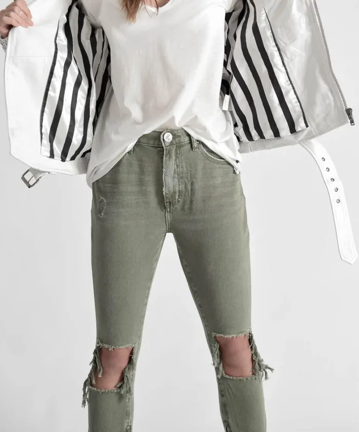 One Teaspoon Bottoms SUPER KHAKI HIGH WAIST FREEBIRDS SKINNY PANT 8211 Women