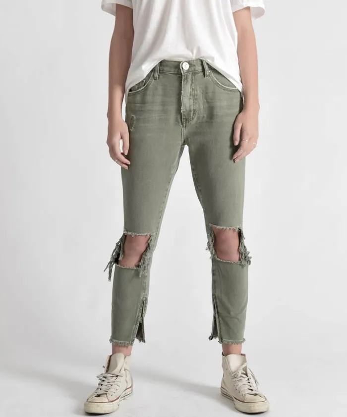 One Teaspoon Bottoms SUPER KHAKI HIGH WAIST FREEBIRDS SKINNY PANT 8211 Women
