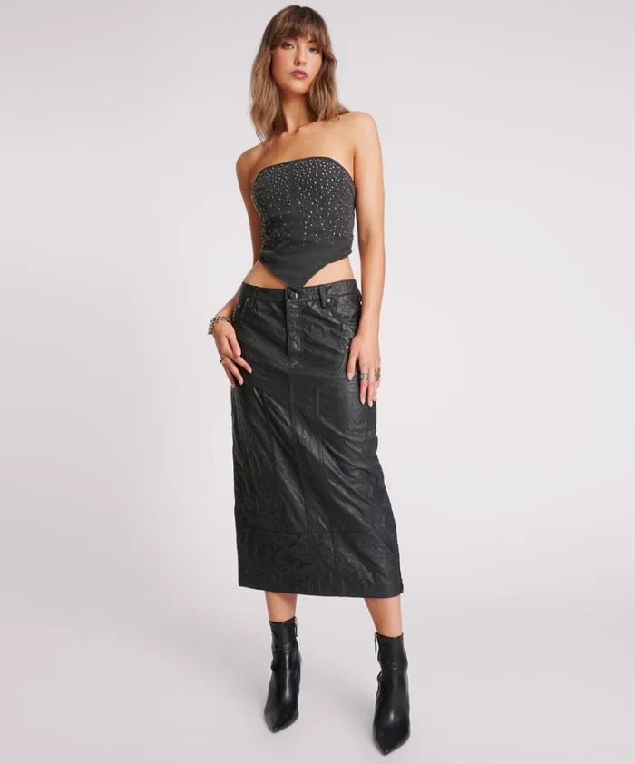 One Teaspoon Bottoms TEXTURED LEATHER CASSIDY LEATHER SKIRT 8211 Women