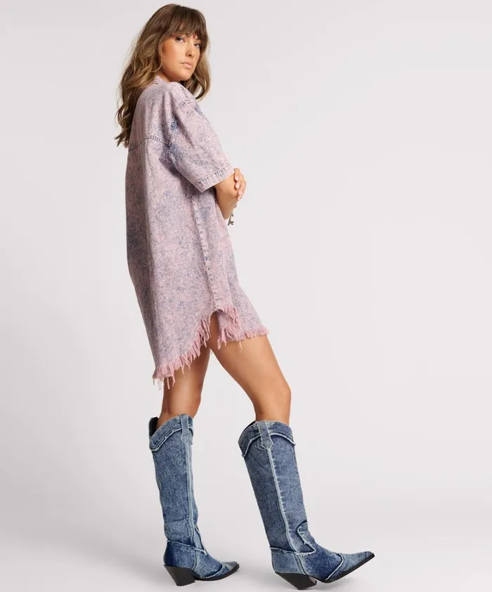 One Teaspoon Denim Dresses CANDY ACID PARIS DENIM SHIRT DRESS 8211 Women One Teaspoon Denim Dresses CANDY ACID PARIS DENIM SHIRT DRESS 8211 Women
