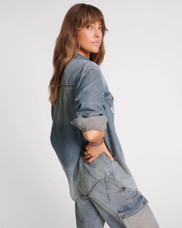 One Teaspoon Denim Tops DIRTY BLUE EVERYDAY DENIM SHIRT 8211 Women One Teaspoon Denim Tops DIRTY BLUE EVERYDAY DENIM SHIRT 8211 Women