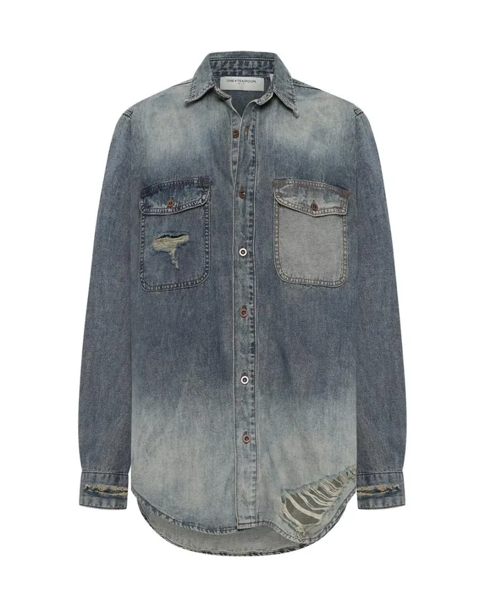 One Teaspoon Denim Tops DIRTY BLUE EVERYDAY DENIM SHIRT 8211 Women One Teaspoon Denim Tops DIRTY BLUE EVERYDAY DENIM SHIRT 8211 Women