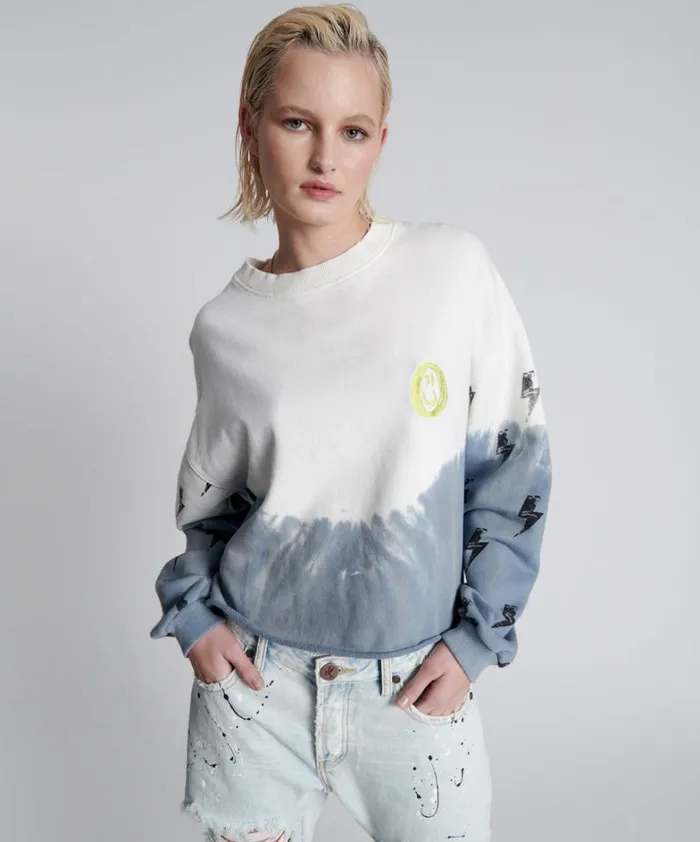 One Teaspoon Hoodies And Sweats SMOKE AND LIGHTNING CROPPED SWEATER 8211 Women