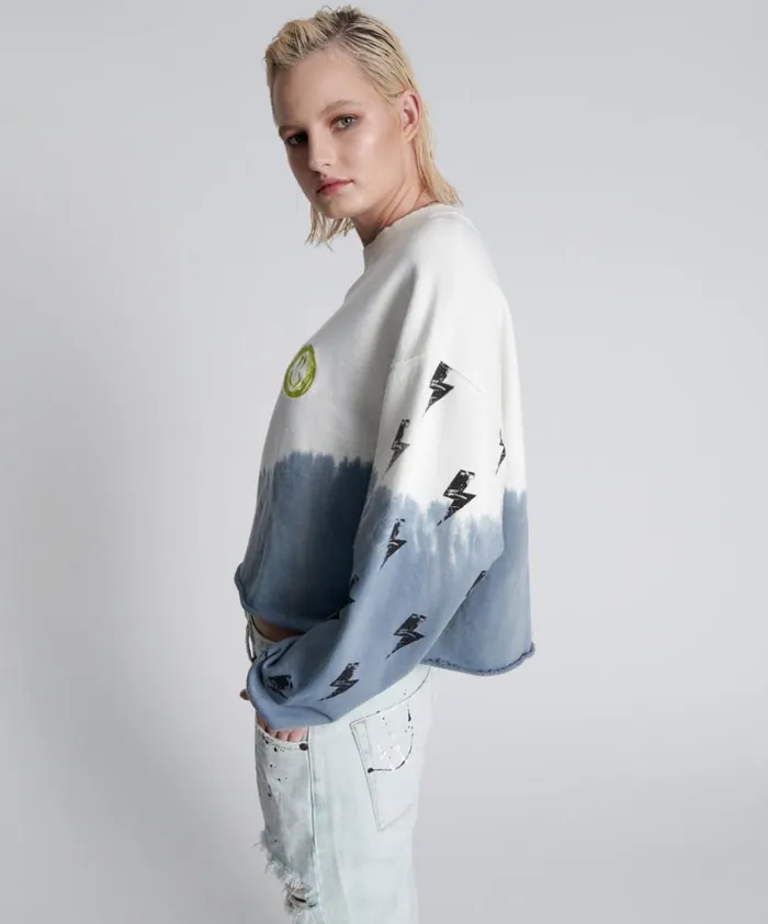 One Teaspoon Hoodies And Sweats SMOKE AND LIGHTNING CROPPED SWEATER 8211 Women One Teaspoon Hoodies And Sweats SMOKE AND LIGHTNING CROPPED SWEATER 8211 Women