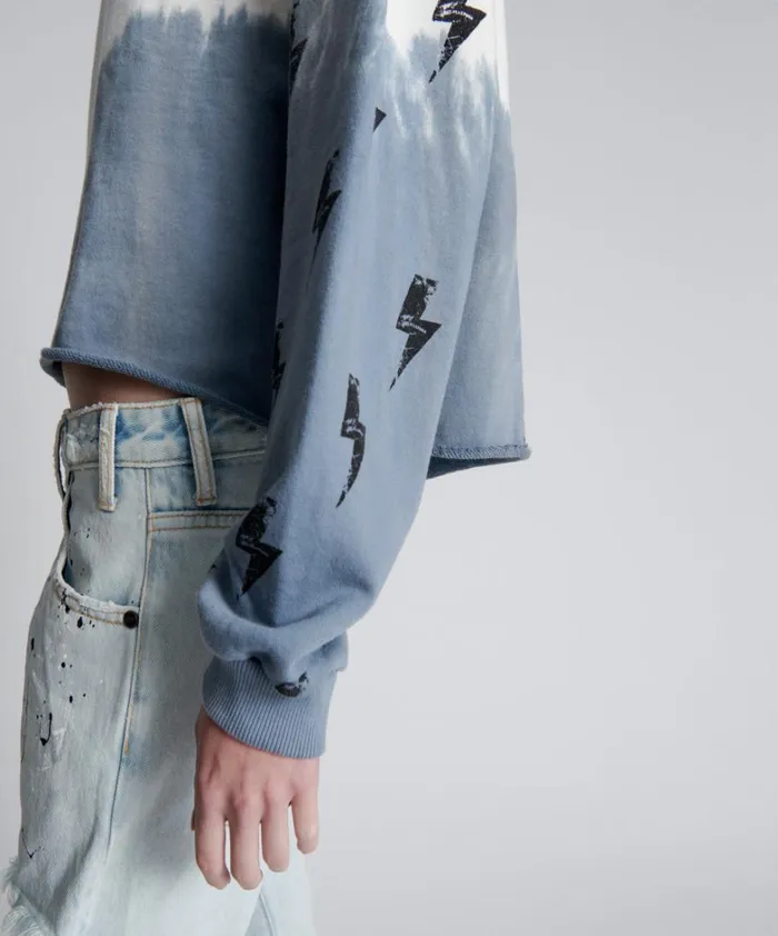 One Teaspoon Hoodies And Sweats SMOKE AND LIGHTNING CROPPED SWEATER 8211 Women One Teaspoon Hoodies And Sweats SMOKE AND LIGHTNING CROPPED SWEATER 8211 Women