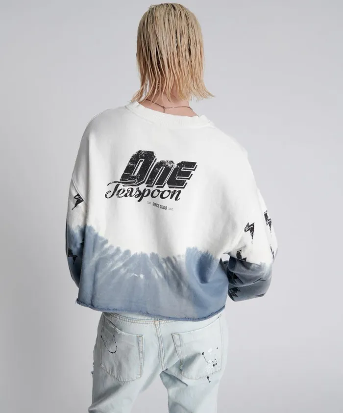 One Teaspoon Hoodies And Sweats SMOKE AND LIGHTNING CROPPED SWEATER 8211 Women One Teaspoon Hoodies And Sweats SMOKE AND LIGHTNING CROPPED SWEATER 8211 Women