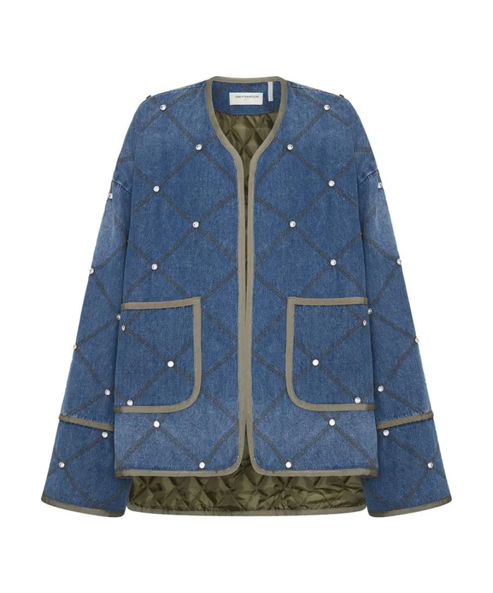 One Teaspoon Jackets BAY BLUE QUILTED CRYSTAL STUDDED JACKET 8211 Women