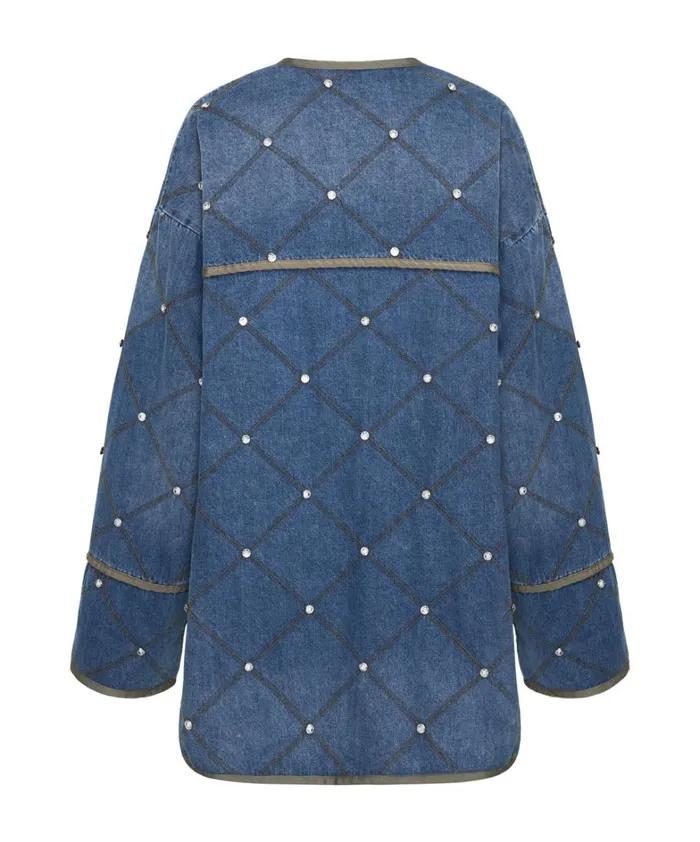 One Teaspoon Jackets BAY BLUE QUILTED CRYSTAL STUDDED JACKET 8211 Women
