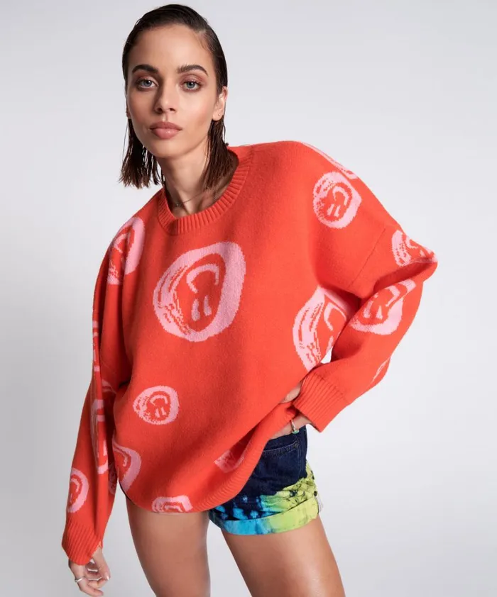 One Teaspoon Knitwear ALL OVER SMILEY KNIT SWEATER 8211 Women One Teaspoon Knitwear ALL OVER SMILEY KNIT SWEATER 8211 Women