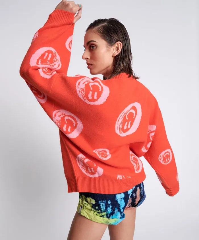 One Teaspoon Knitwear ALL OVER SMILEY KNIT SWEATER 8211 Women One Teaspoon Knitwear ALL OVER SMILEY KNIT SWEATER 8211 Women